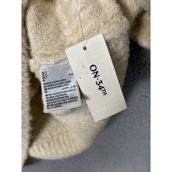On 34th Women's Boucle Crewneck Pullover Sweater Alabaster White Medium NWT's - Picture 6 of 8